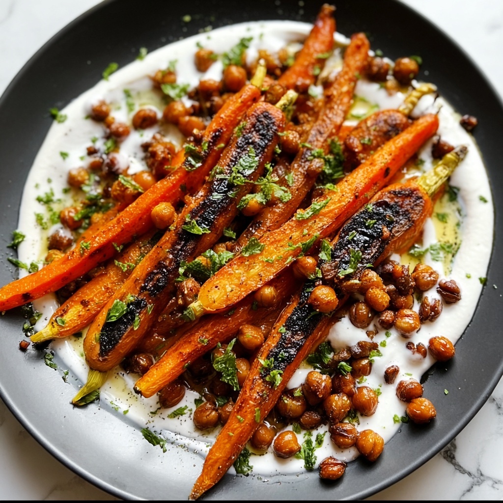 Spicy Maple Roasted Carrots with Crispy Chickpeas and Yogurt Sauce Recipe - Recipe Image