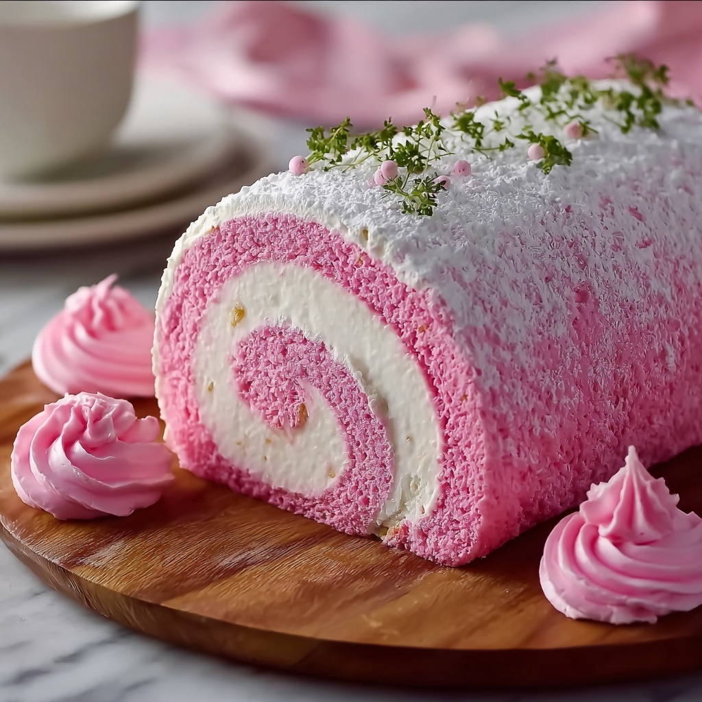 Pink Velvet Roll Cake Recipe - Recipe Image
