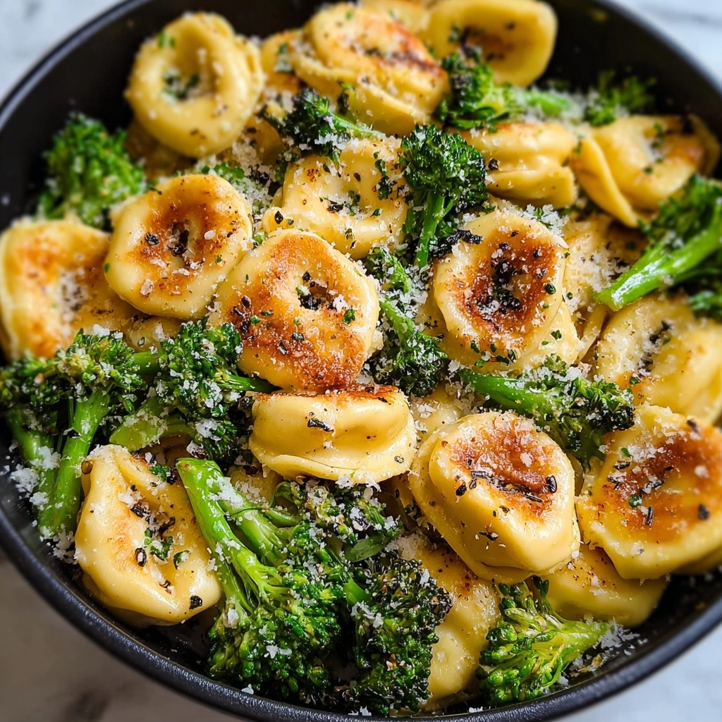 Garlic Parmesan Tortellini Skillet with Tender Chicken & Crisp Broccoli Recipe - Recipe Image