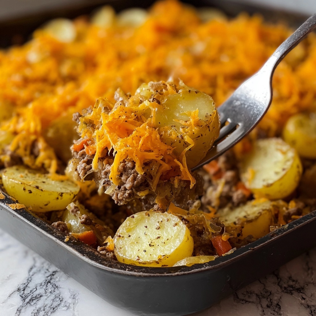 Hobo Casserole with Ground Beef and Cheddar Recipe - Recipe Image