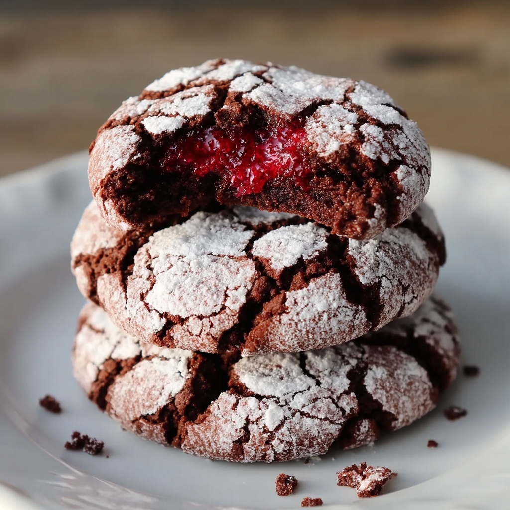 Chocolate Raspberry Crinkle Cookies Recipe - Recipe Image