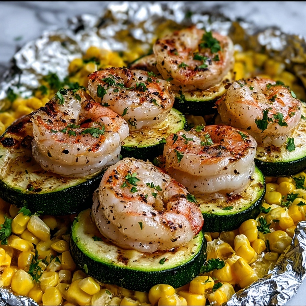 Grilled Shrimp, Zucchini, and Corn Foil Packets Recipe - Recipe Image
