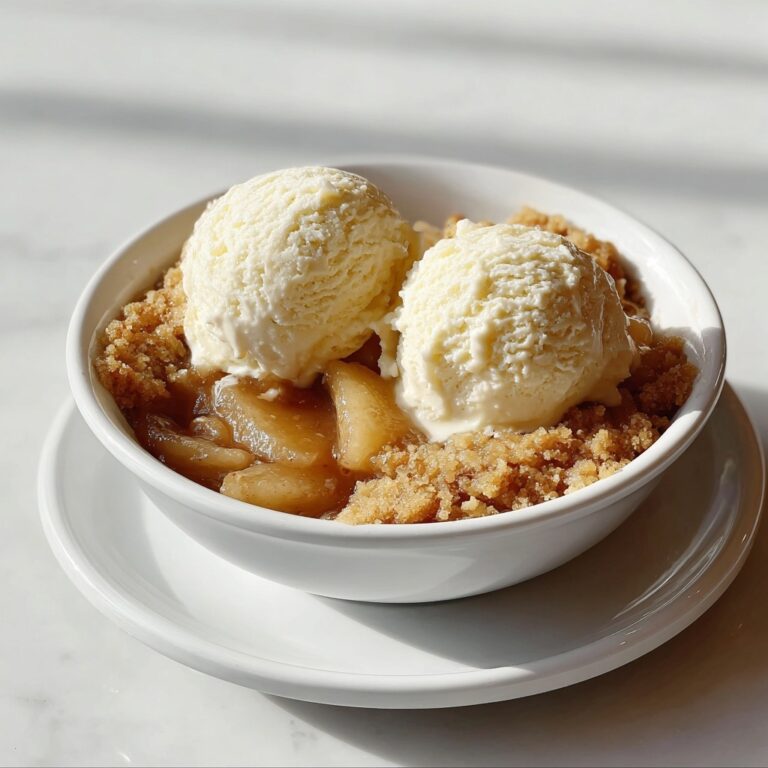 Warm Caramel Apple Crumble with Vanilla Ice Cream Recipe