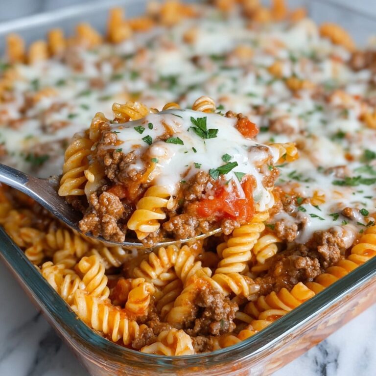 Ground Beef Pasta Casserole with Cheddar and Mozzarella Recipe
