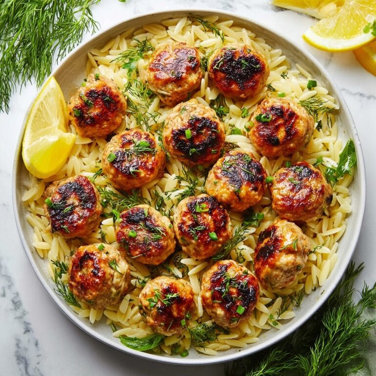 Greek Chicken Meatballs with Lemon Orzo Recipe