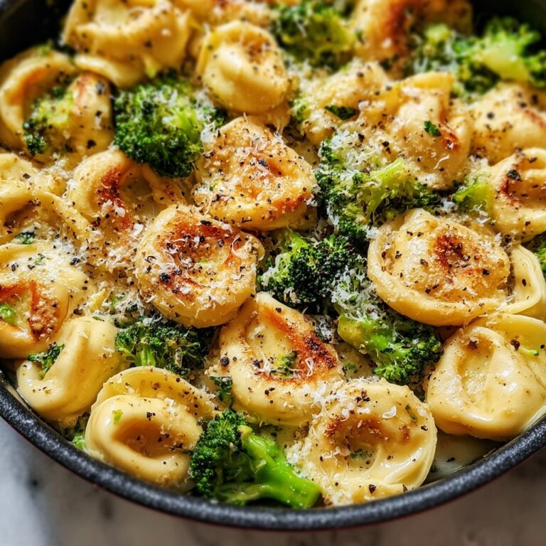 Garlic Parmesan Tortellini Skillet with Tender Chicken & Crisp Broccoli Recipe