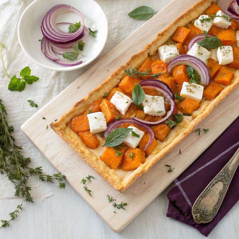 Sweet Potato, Feta & Caramelised Onion Tart Recipe