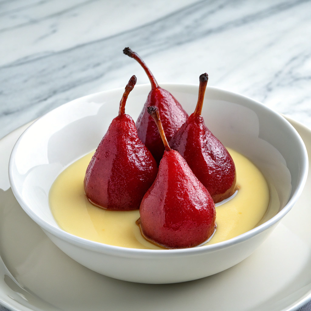 Poached Pears with Spiced Citrus Syrup Recipe - Recipe Image