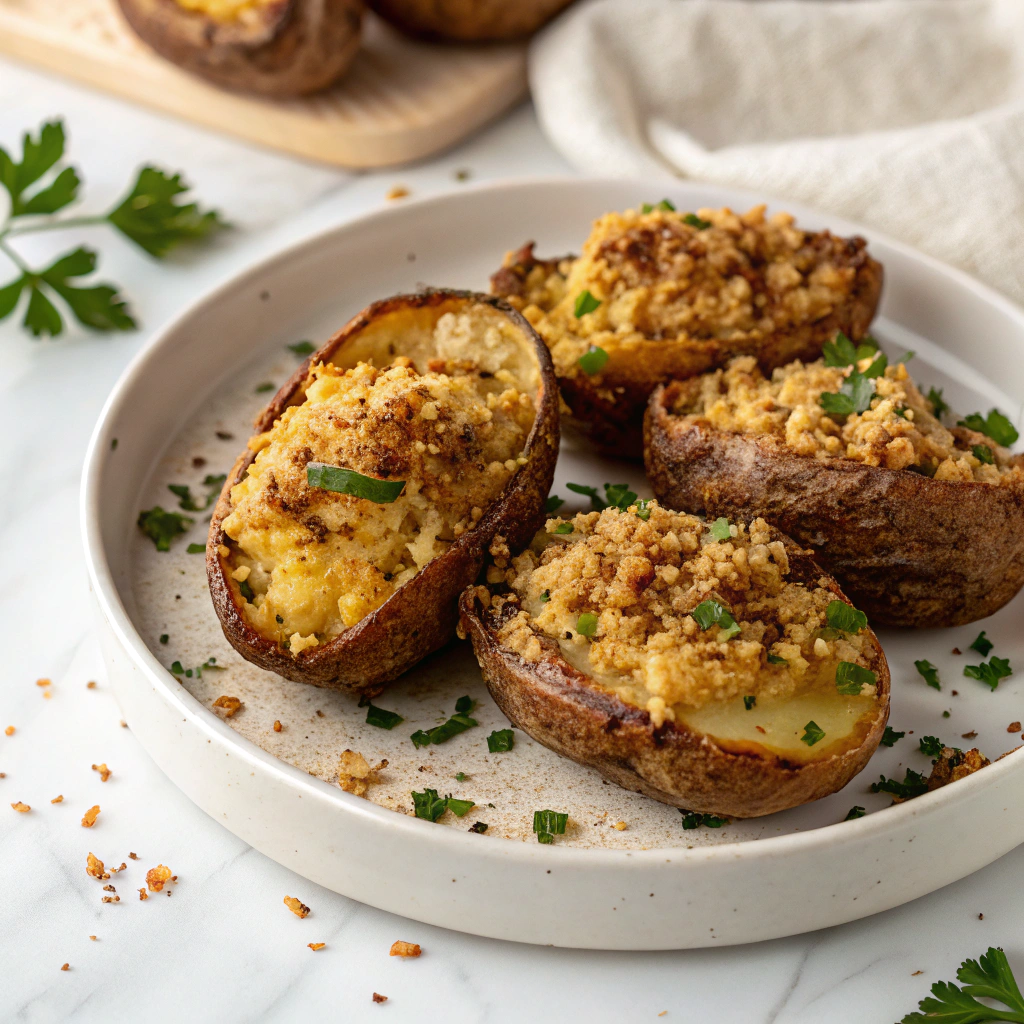 Crispy Garlic Parmesan Crusted Potatoes Recipe - Recipe Image