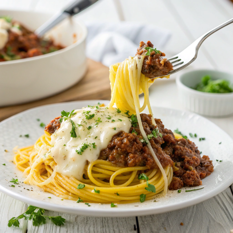 Cheesy Beef Alfredo with Linguine Recipe