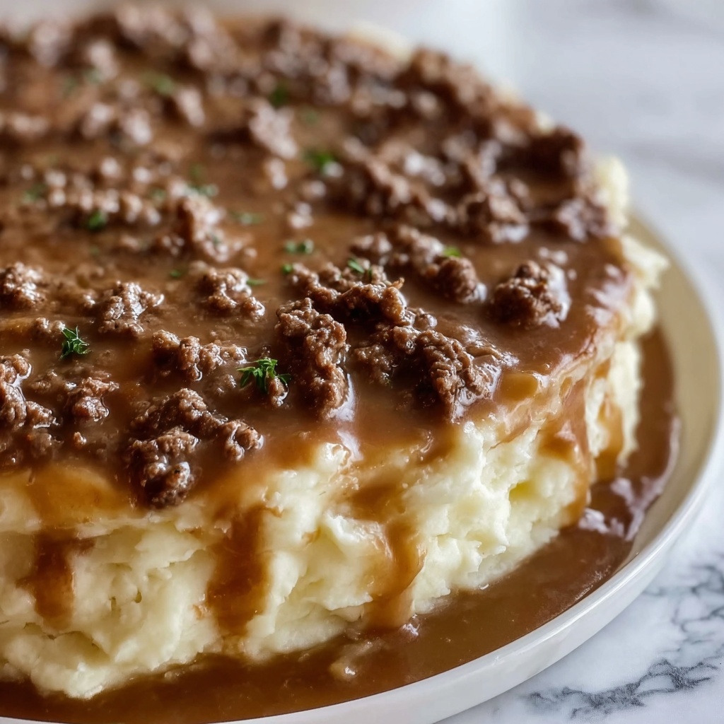 Ground Beef and Gravy Over Mashed Potatoes Recipe - Recipe Image