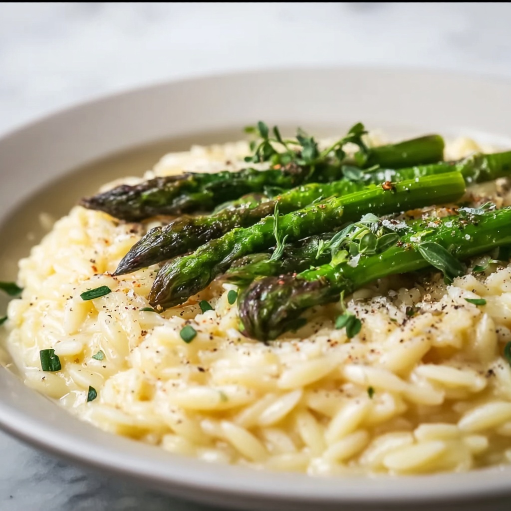 Garlic Butter Asparagus Orzo Recipe - Recipe Image