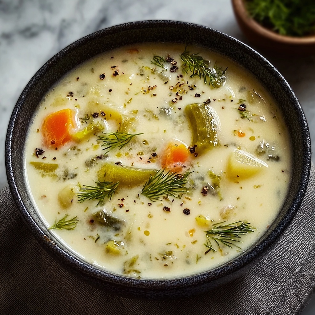 Creamy Dill Pickle Soup (Zupa Ogórkowa) Recipe - Recipe Image