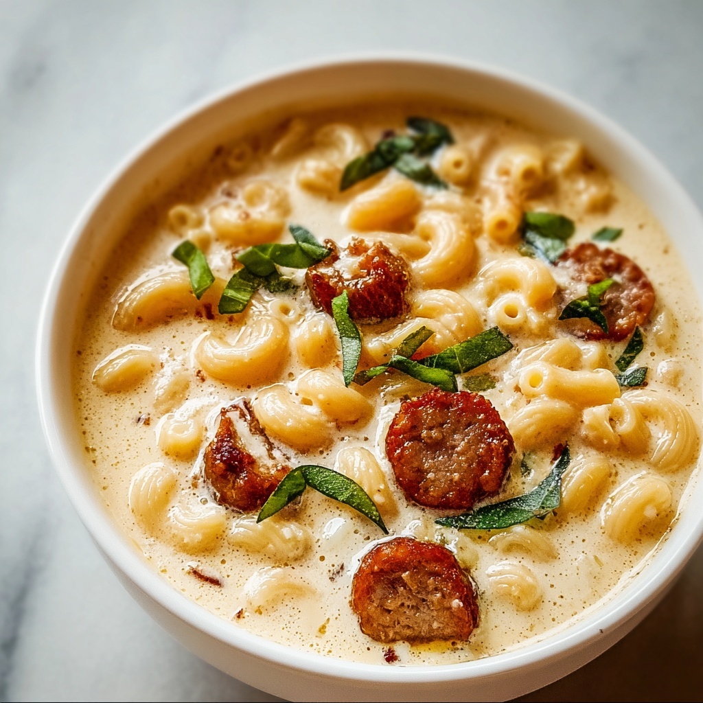 Cozy Creamy Parmesan Sausage Ditalini Soup Recipe - Recipe Image