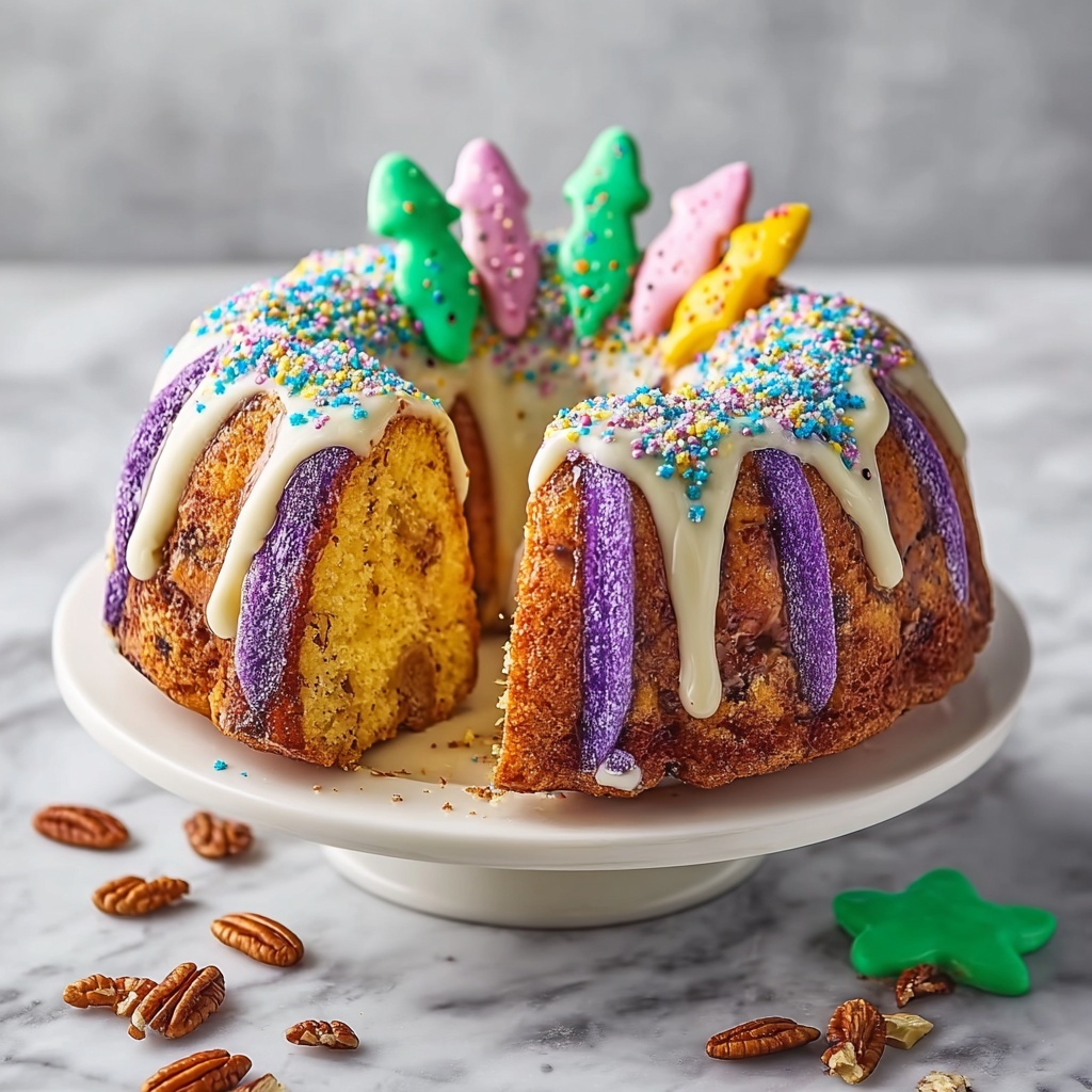 Cinnamon Swirl King Cake Bundt Cake with Nuts Recipe - Recipe Image