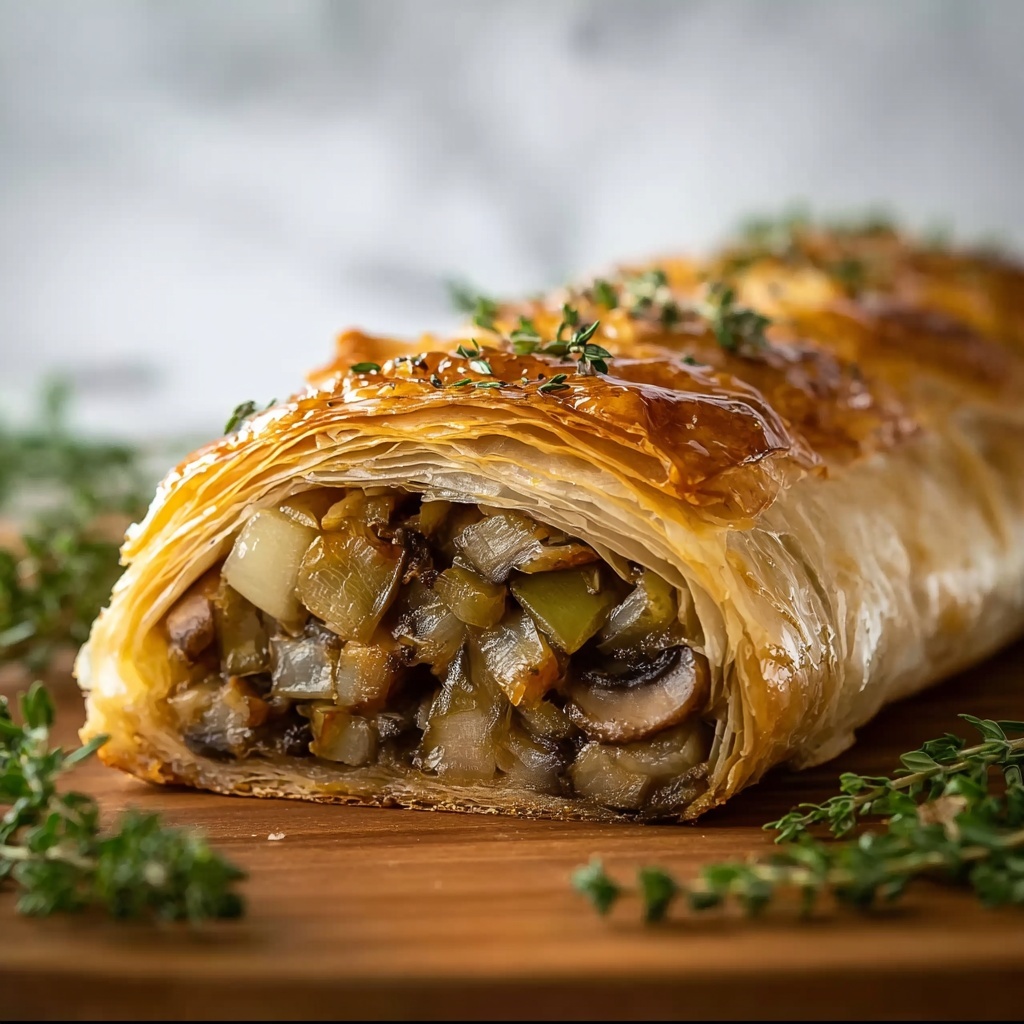 Mushroom Strudel with Leeks and Parmesan Cheese Recipe - Recipe Image