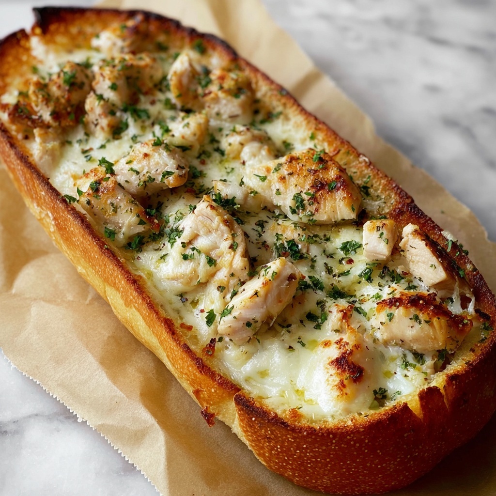 Chicken Alfredo Garlic Bread Recipe - Recipe Image