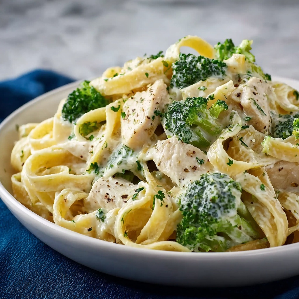Quick & Easy Fettuccine Chicken Broccoli Alfredo Recipe - Recipe Image