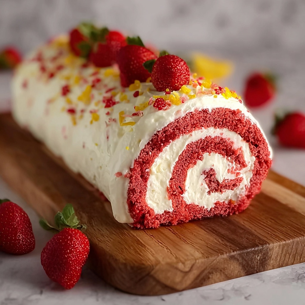 Strawberry Birthday Cake Roll Recipe - Recipe Image