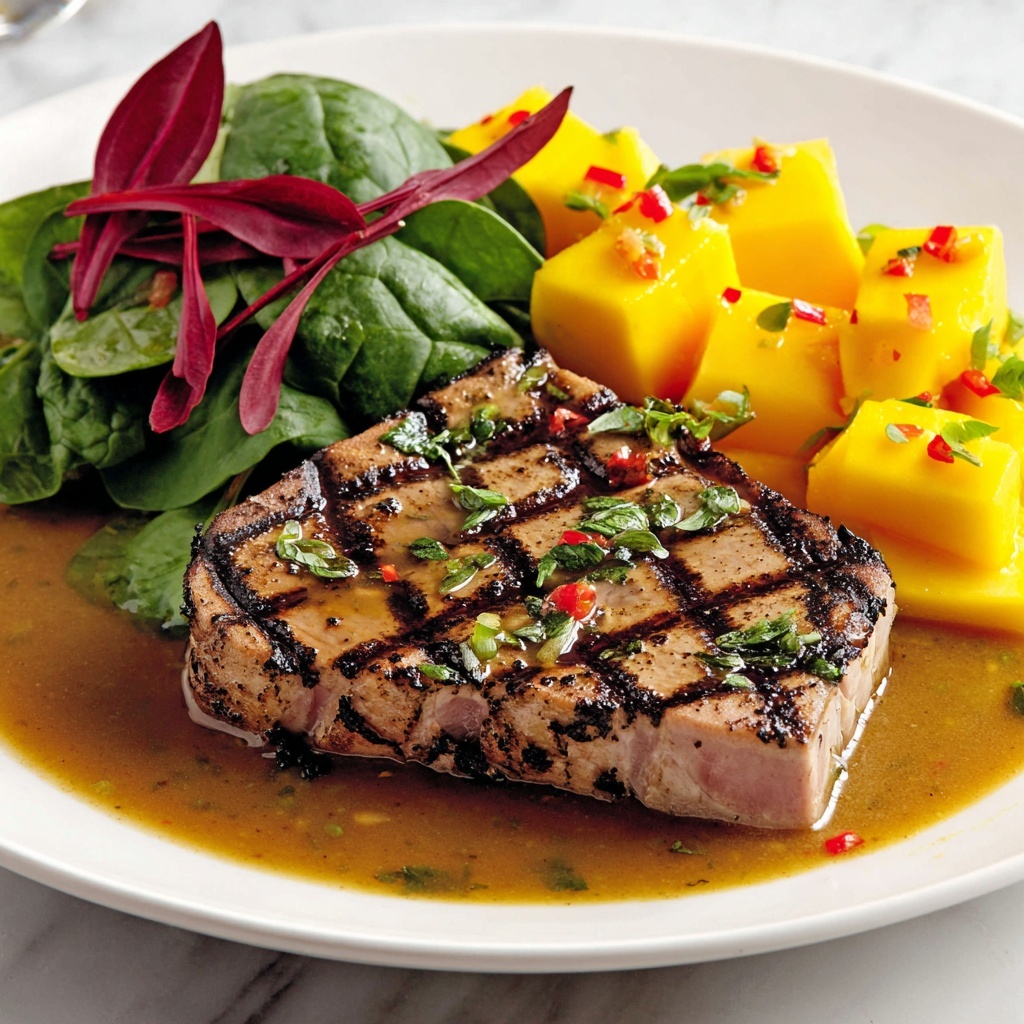 Grilled Tuna Steaks with Mango Chutney Recipe - Recipe Image