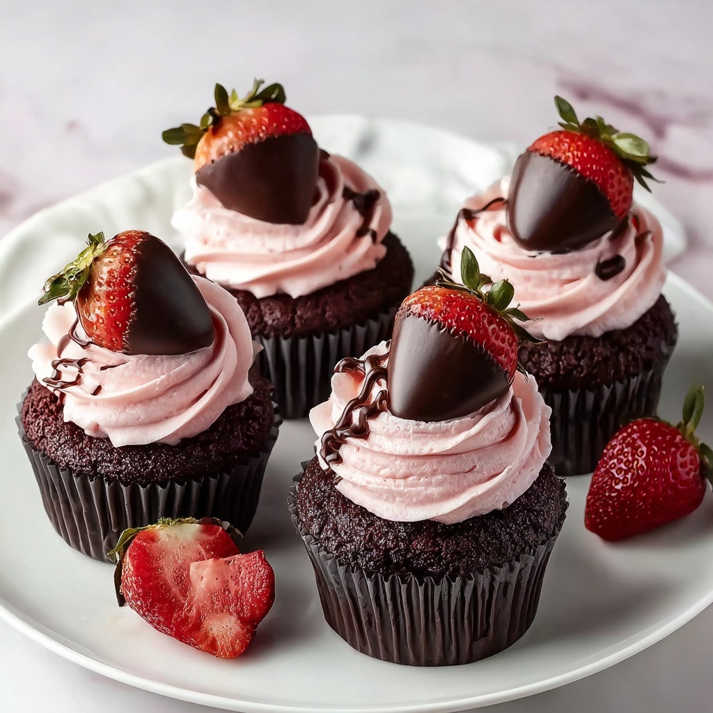 Chocolate Covered Strawberry Cupcakes Recipe - Recipe Image