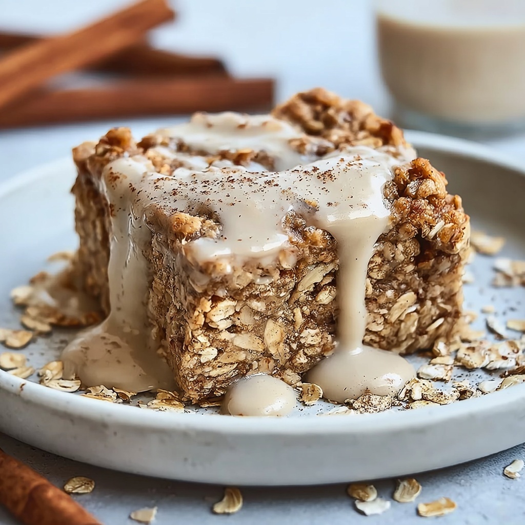 Healthy Sticky Cinnamon Roll Baked Oatmeal Recipe - Recipe Image