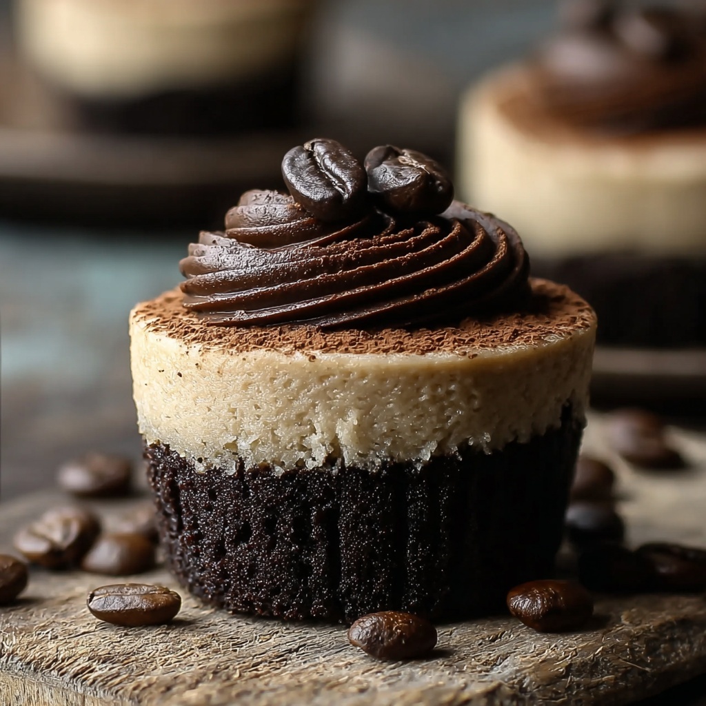 Mini Espresso Cheesecakes with Chocolate Drizzle Recipe - Recipe Image