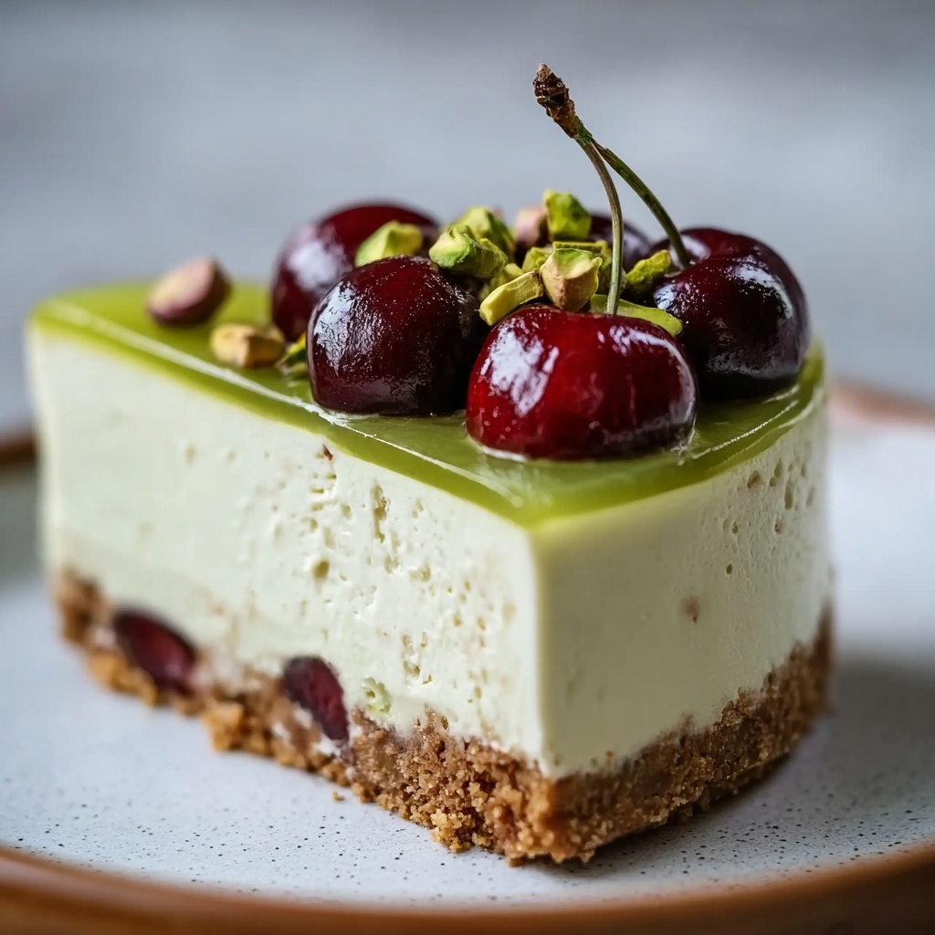 Luscious Lemon-Lime Cherry Pistachio Cheesecake Recipe - Recipe Image