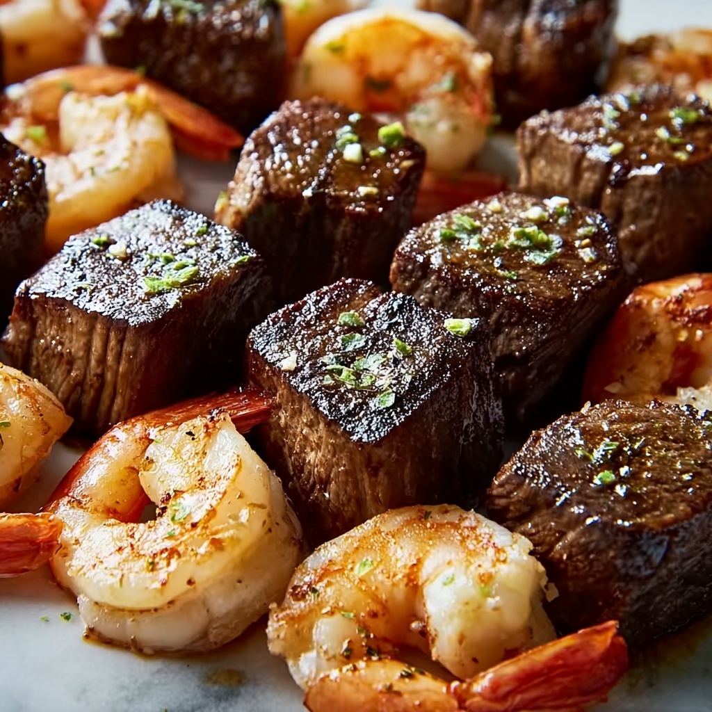 Garlic Butter Steak Bites and Shrimp Skillet Recipe - Recipe Image