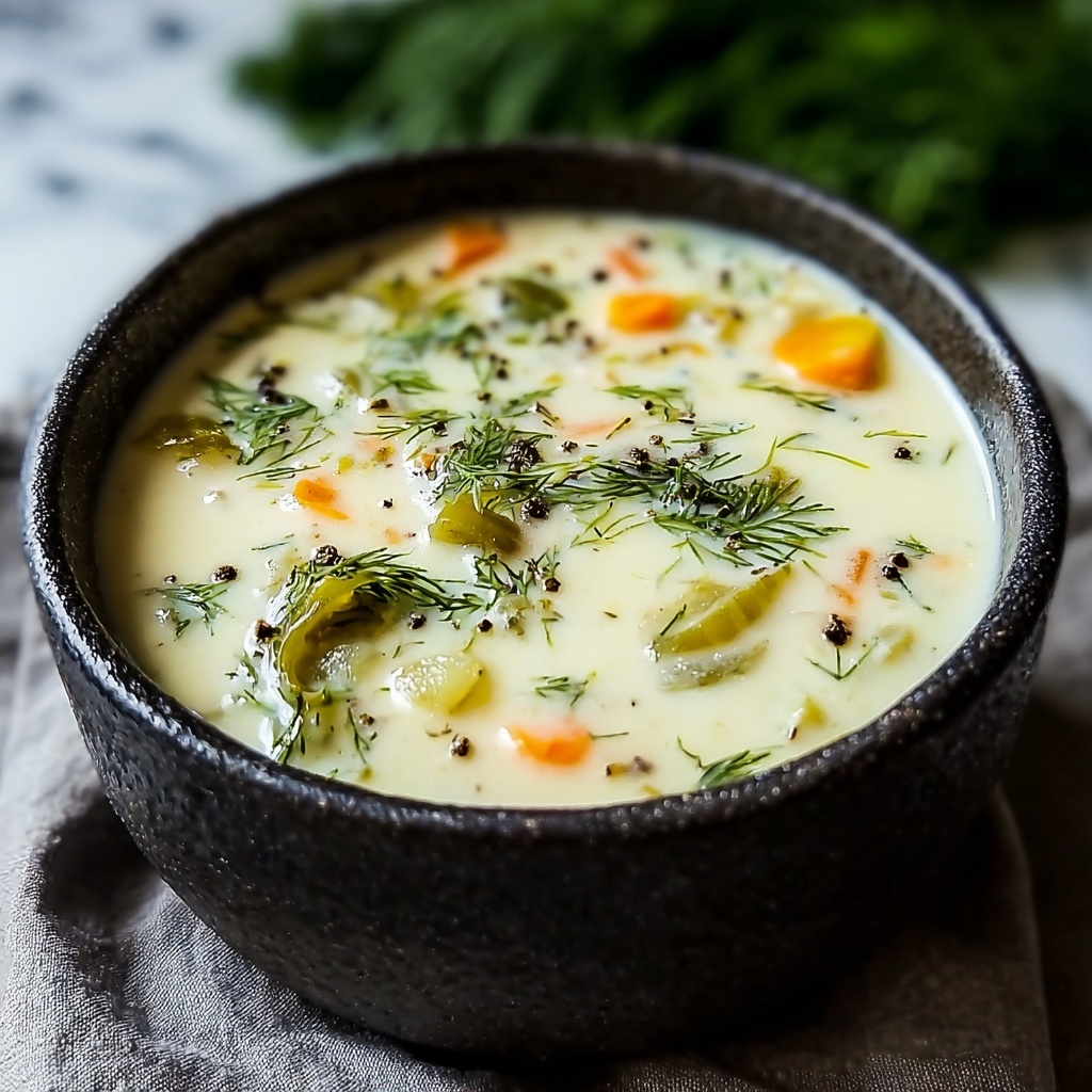 Creamy Dill Pickle Soup (Zupa Ogórkowa) Recipe - Recipe Image