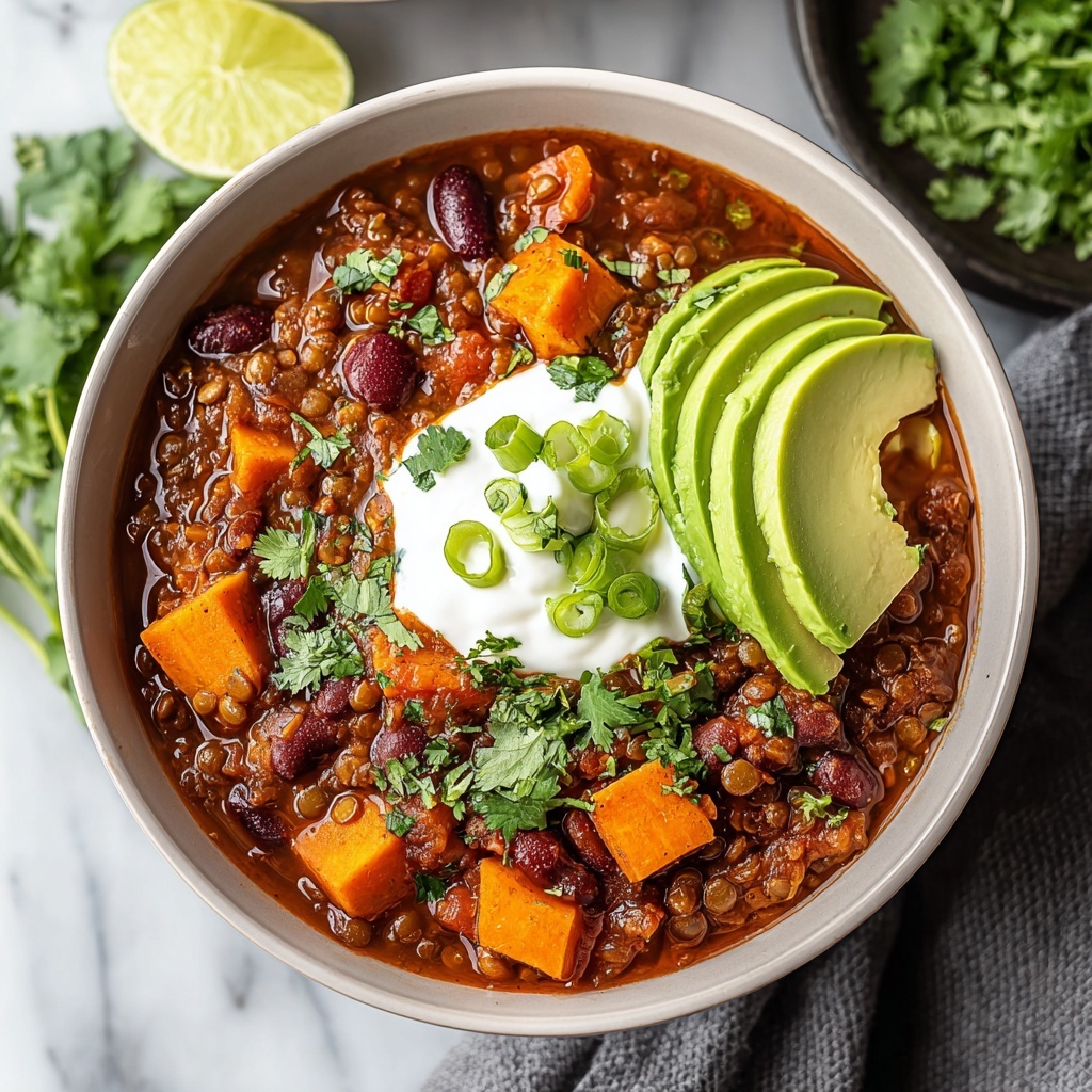 Vegan Sweet Potato Lentil Chili Recipe - Recipe Image