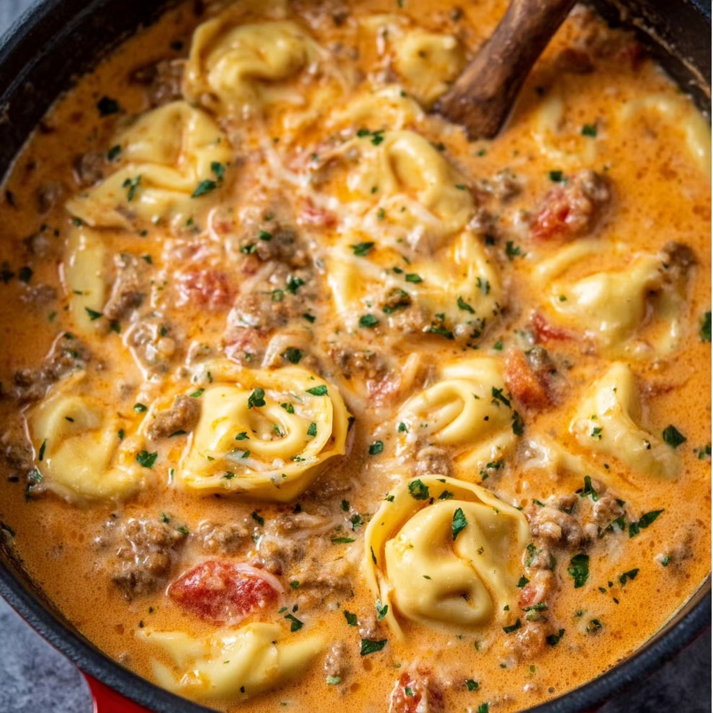 Slow Cooker Tomato Tortellini Soup Recipe - Recipe Image