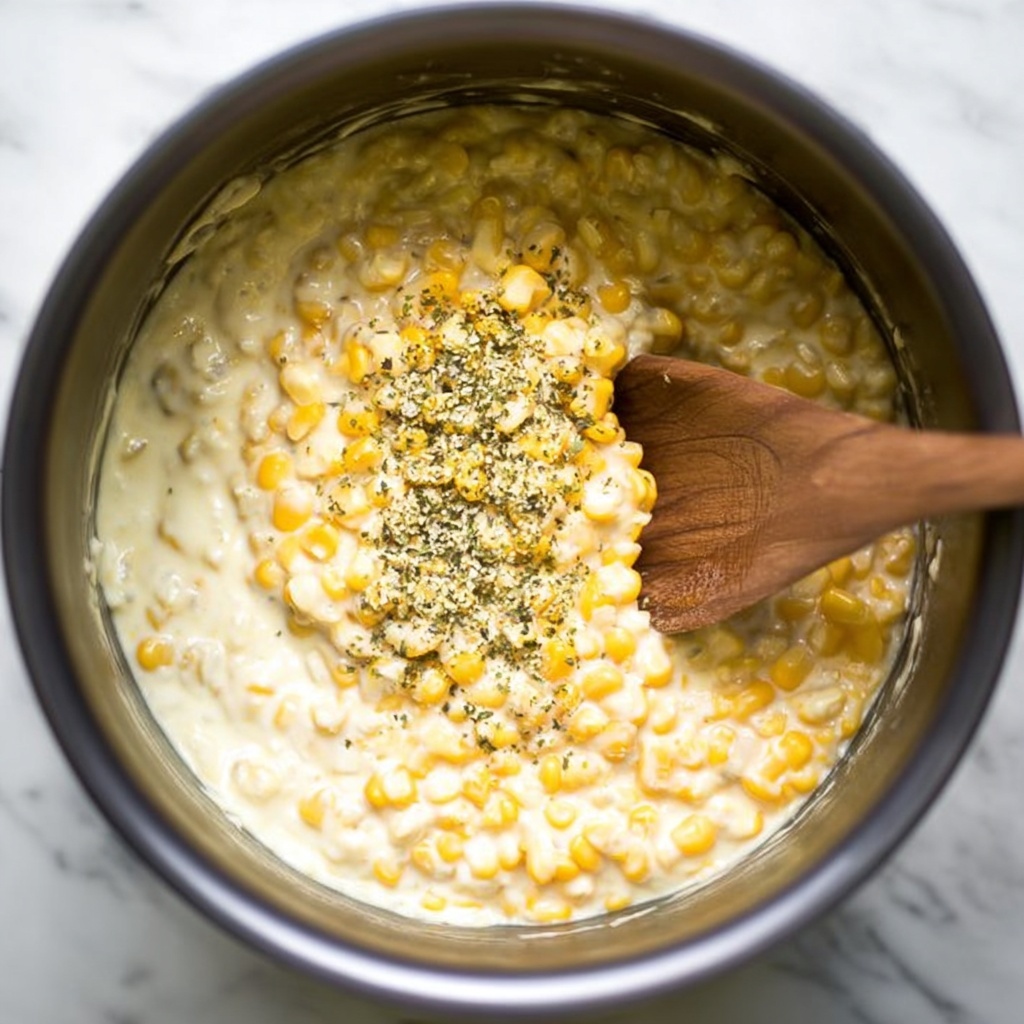 Slow Cooker Cheddar Corn Recipe - Recipe Image