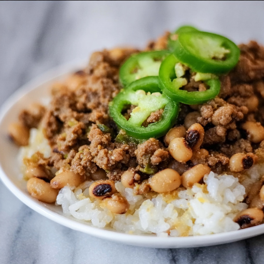 Black Eyed Peas with Sausage and Jalapeños Recipe - Recipe Image