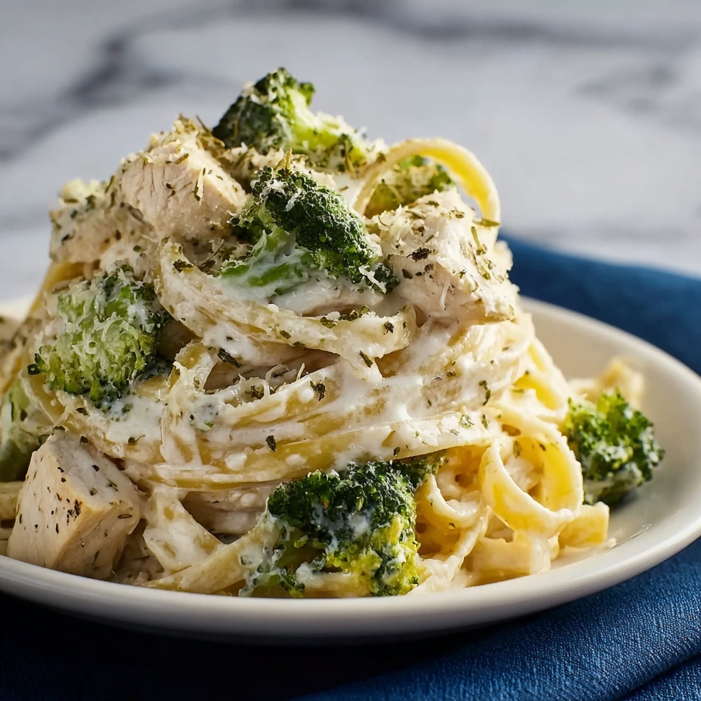 Quick & Easy Fettuccine Chicken Broccoli Alfredo Recipe - Recipe Image