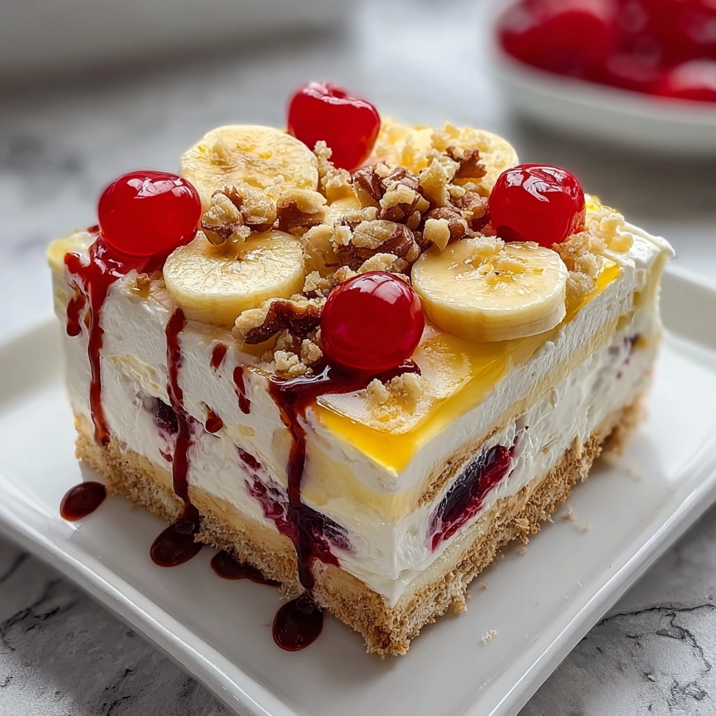 No-Bake Banana Split Cake Recipe - Recipe Image