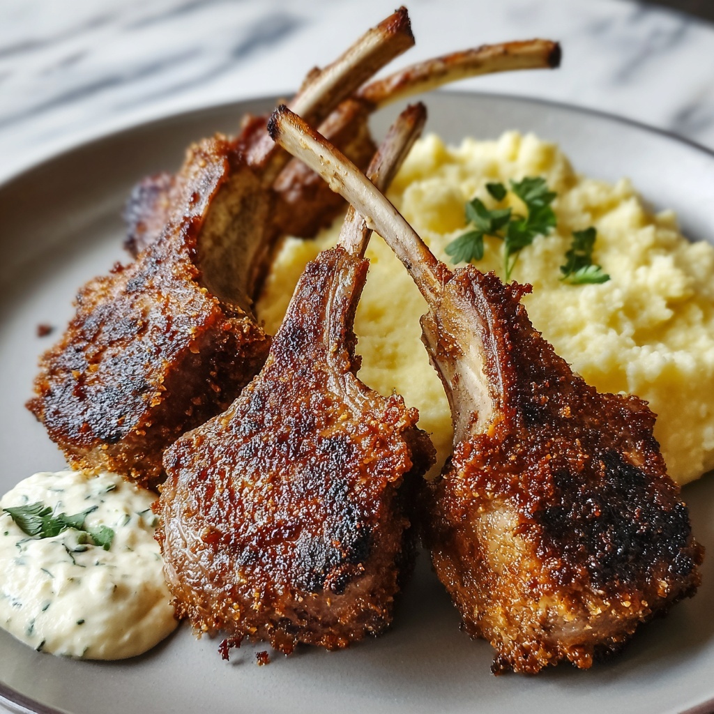 Italian Parmesan Crusted Lamb Chops Recipe - Recipe Image