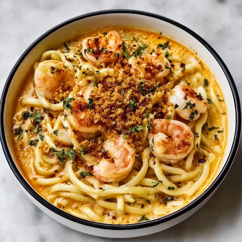Mouthwatering Creamy Chilli Garlic Prawn Pasta Recipe - Recipe Image