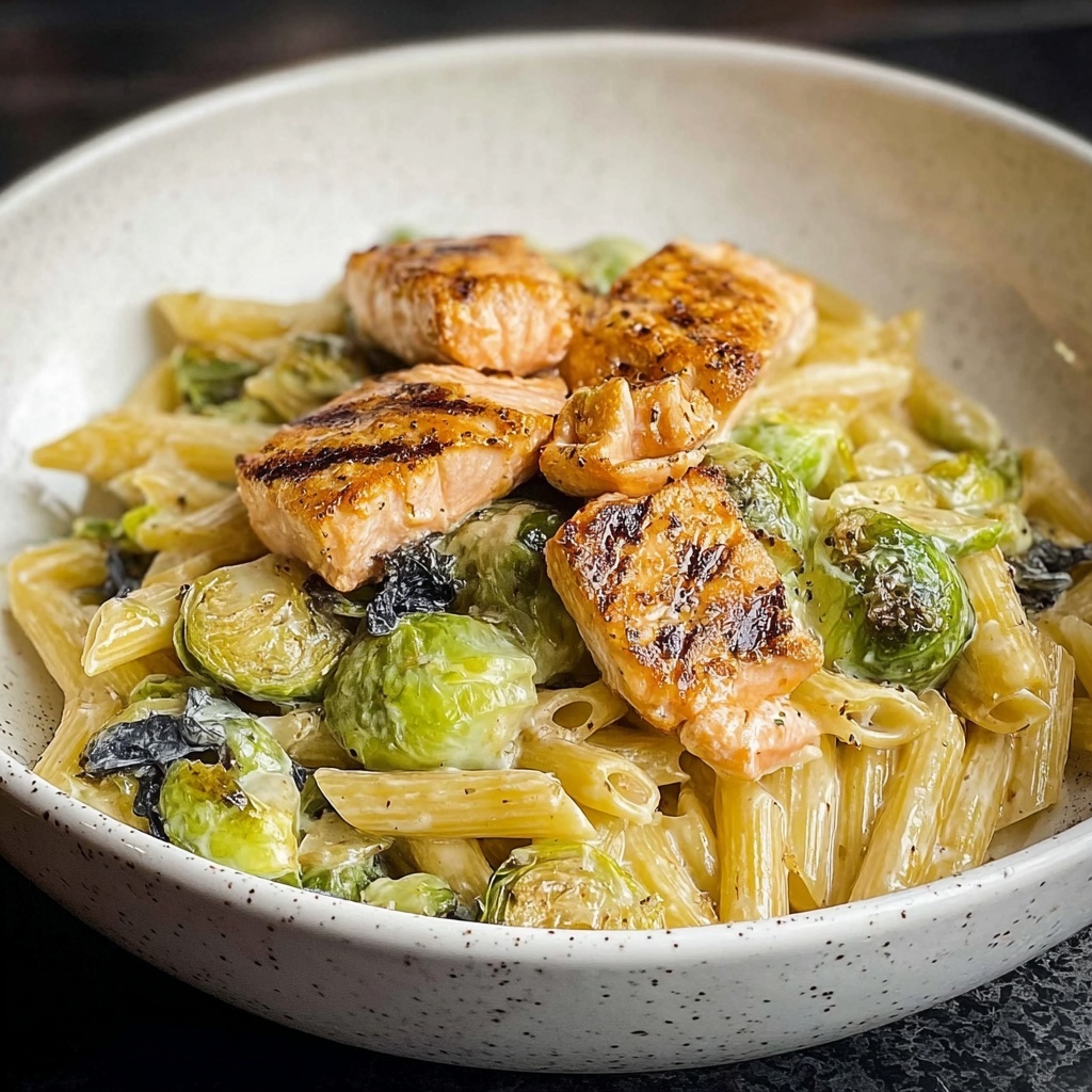 Salmon Pasta with Brussels Sprouts Recipe - Recipe Image