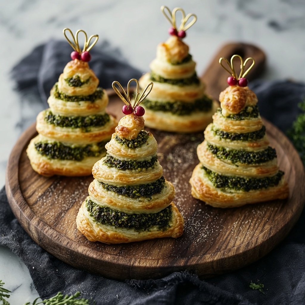 Pesto Puff Pastry Christmas Trees Recipe - Recipe Image