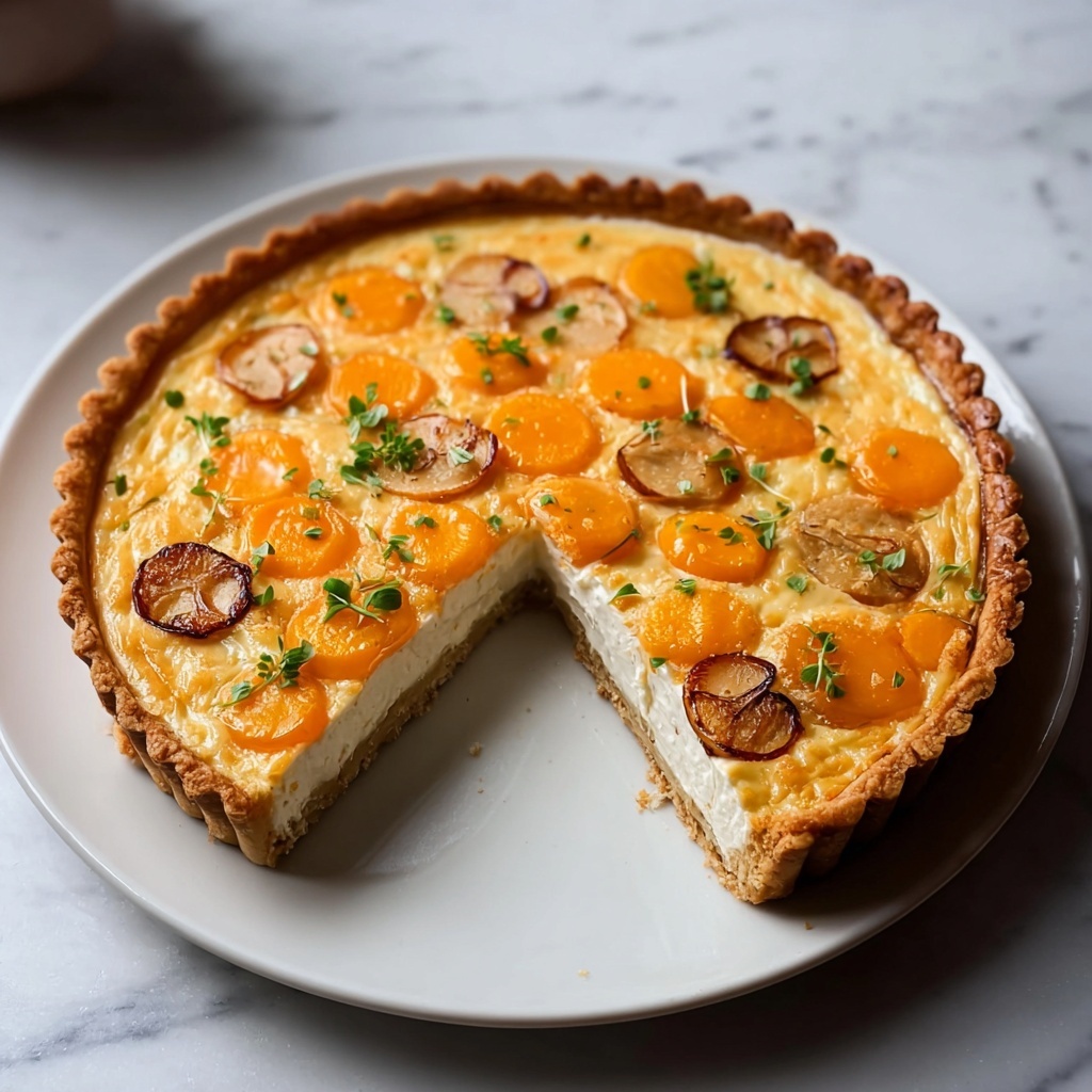 Carrot Quiche with Cheddar and Roasted Onions Recipe - Recipe Image
