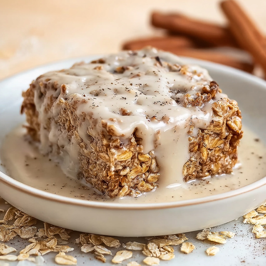 Healthy Sticky Cinnamon Roll Baked Oatmeal Recipe - Recipe Image