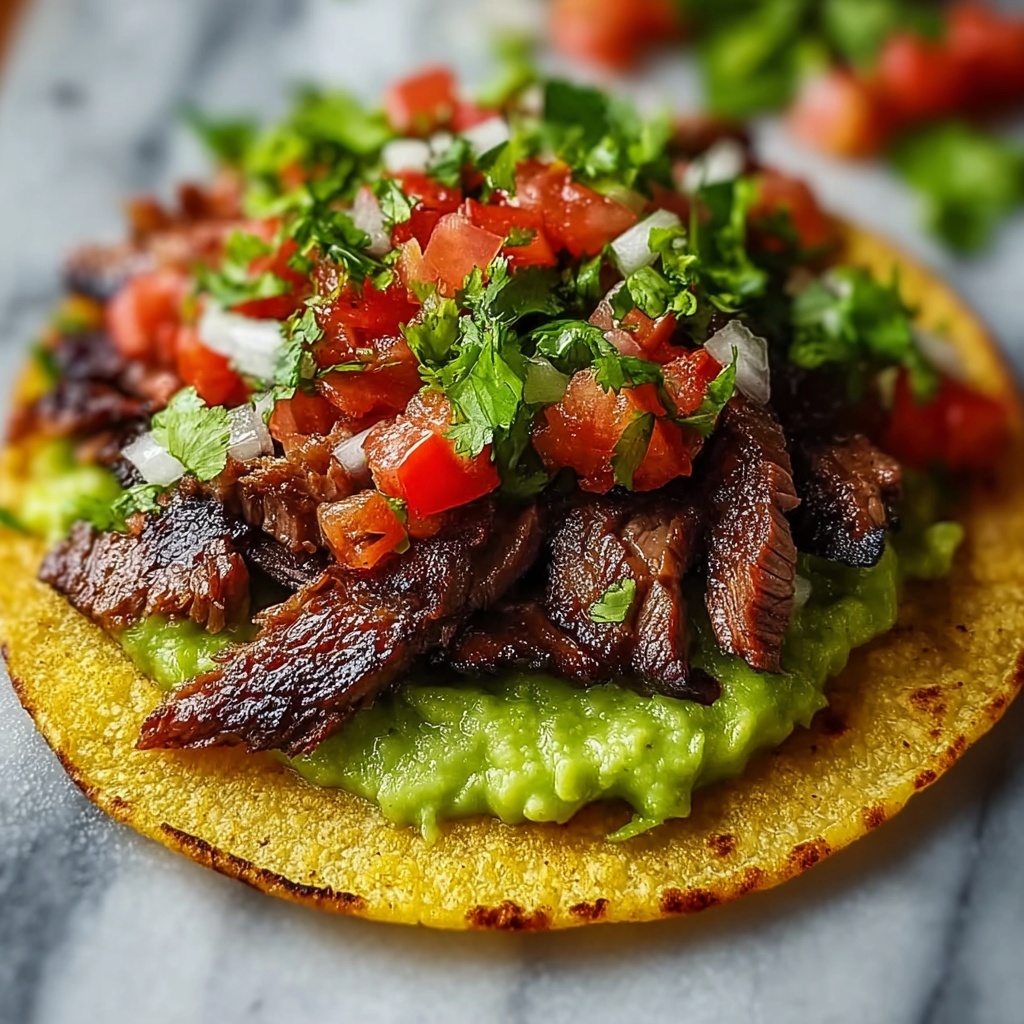 Mexican Tostadas de Beef Carne Asada Recipe - Recipe Image