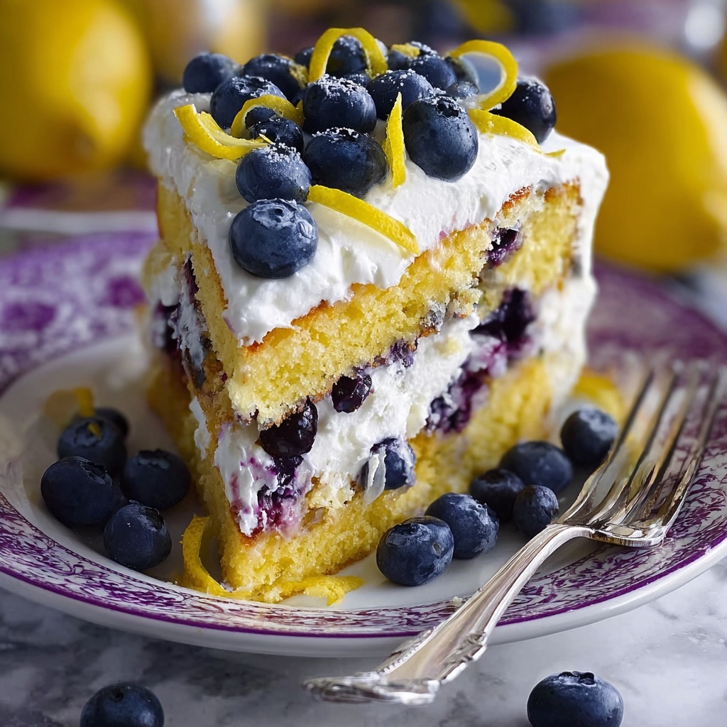 No-Bake Lemon Dazzling Blueberry Cream Cake Recipe - Recipe Image