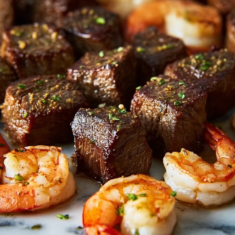 Garlic Butter Steak Bites and Shrimp Skillet Recipe