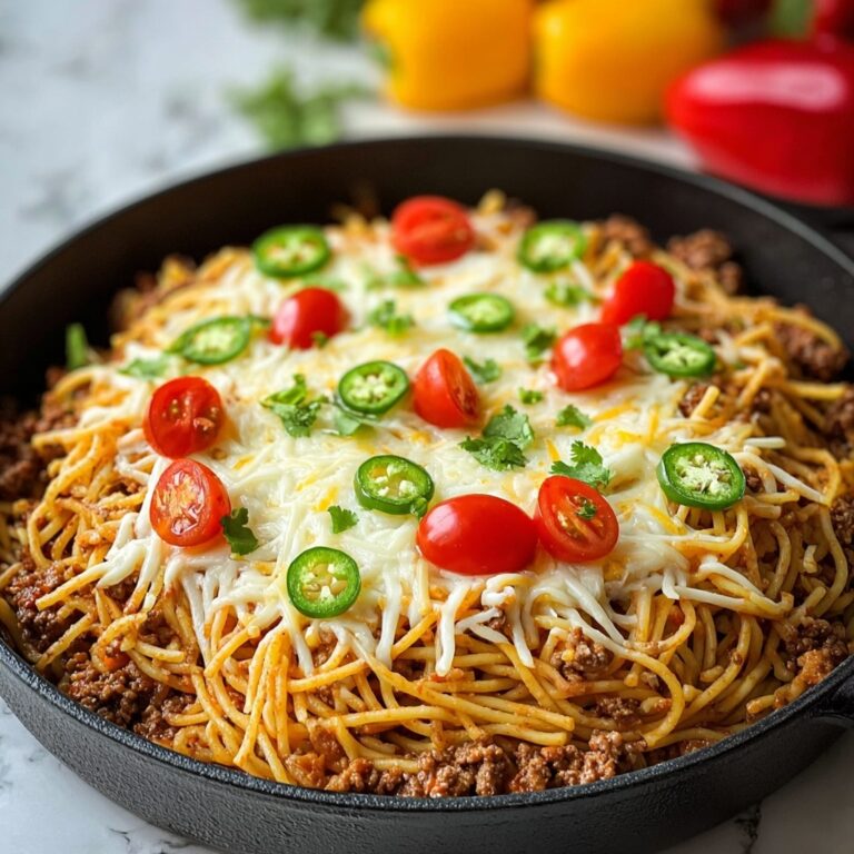 Cheesy Taco Salsa Spaghetti Bake Recipe