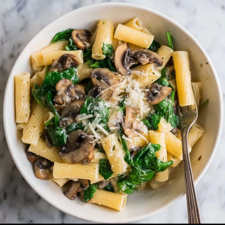 Creamy Parmesan Spinach Mushroom Pasta Recipe
