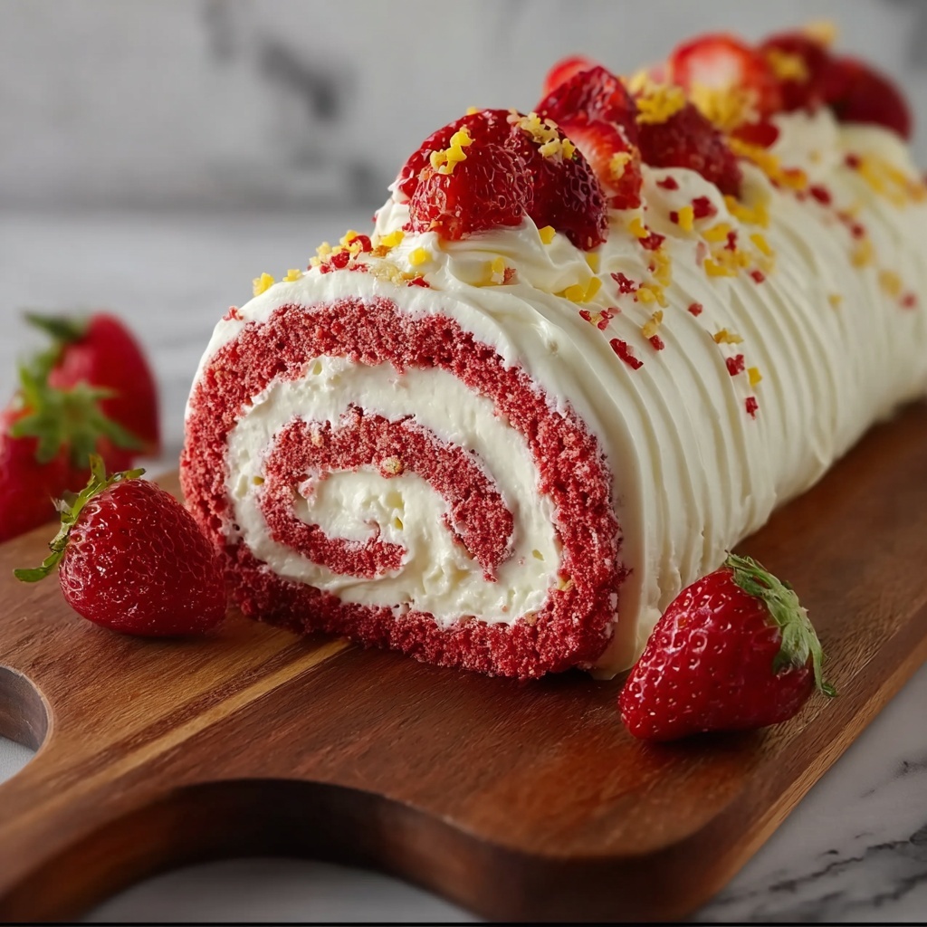 Strawberry Birthday Cake Roll Recipe - Recipe Image