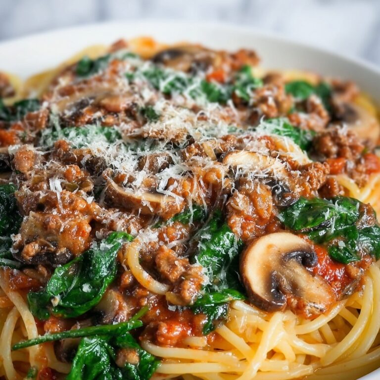 Italian Sausage Pasta with Spinach, Mushrooms, and Marinara Sauce Recipe