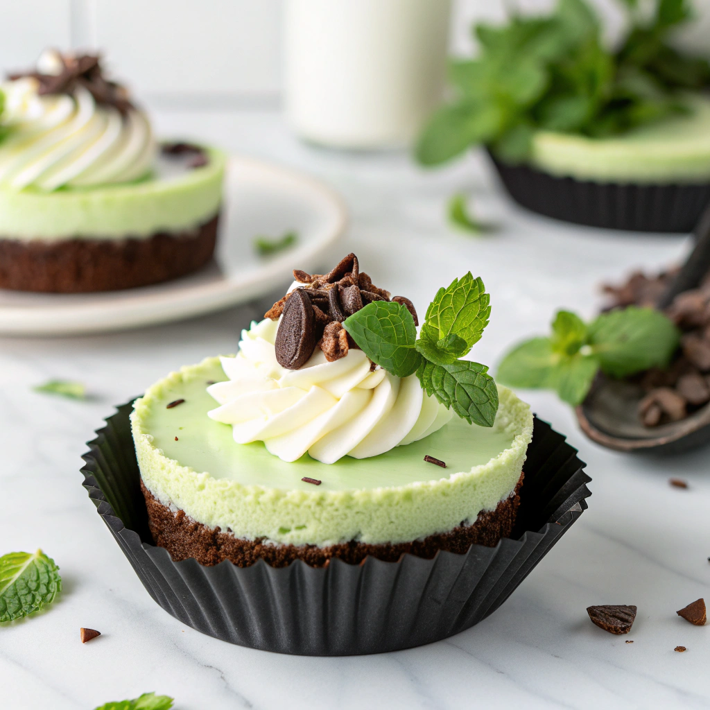 Mini Mint Oreo Cheesecakes Recipe - Recipe Image